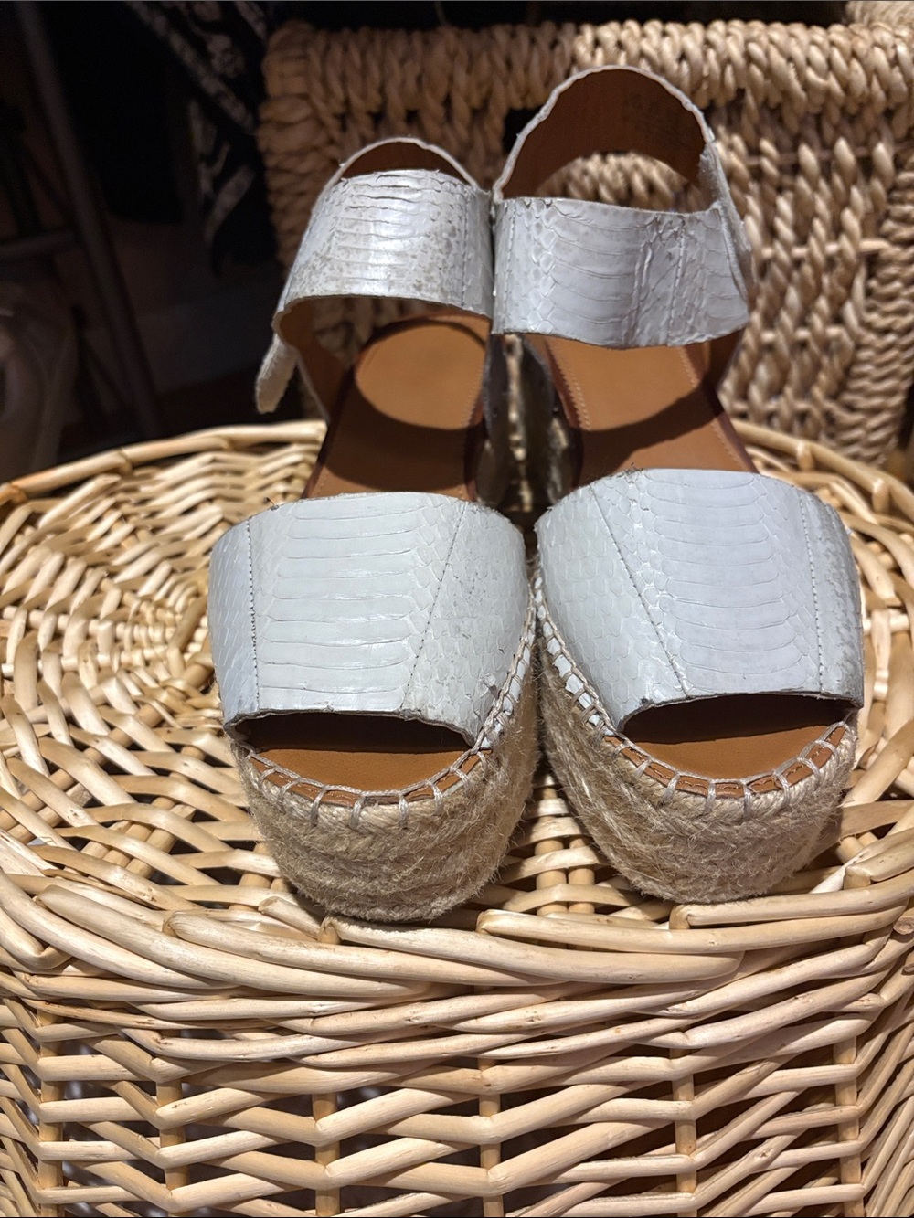 SARTO By Franco Sarto Cream Espadrille Wedge Sandals